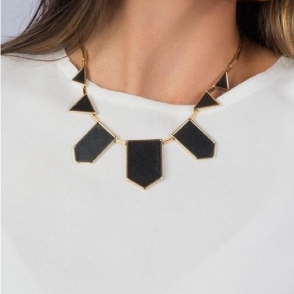 House of Harlow 1960 Red Leather and Gold Stations Geometric Gold Necklace - Picture 14 of 15